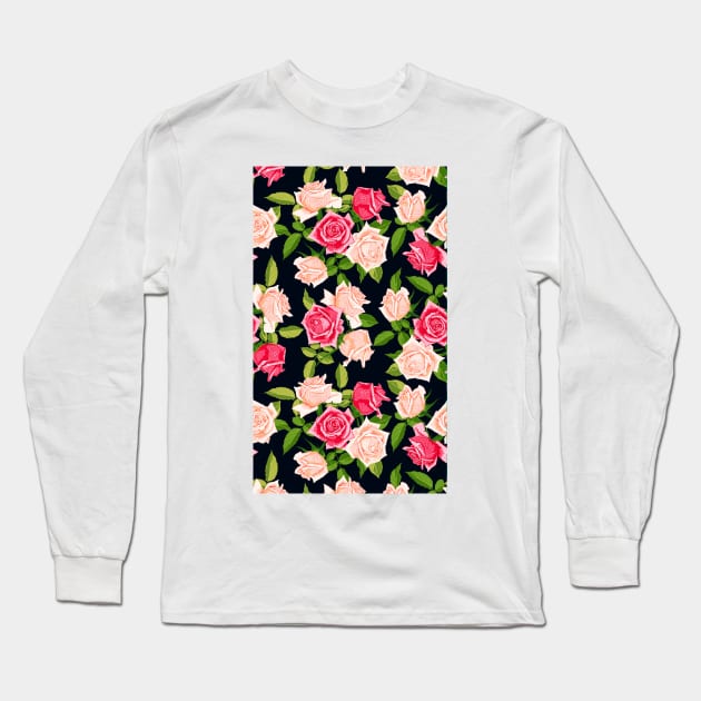 Colorful Abstract Beautiful Floral Pattern Artwork Long Sleeve T-Shirt by Artistic muss